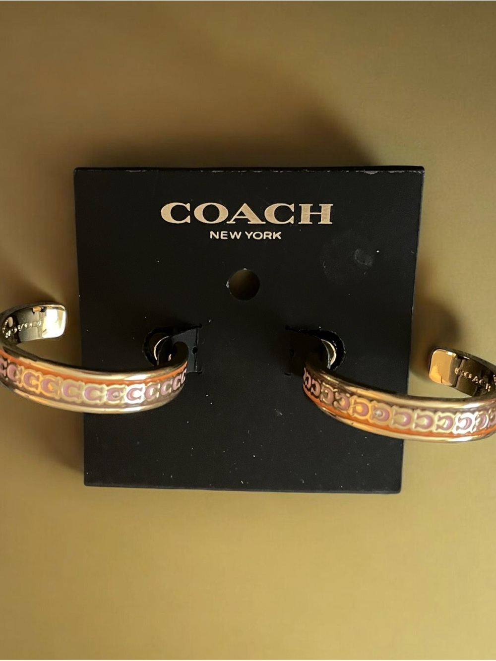Coach Hoop Earrings with signature repeated "C" logo motif NWT